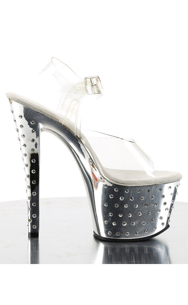 STARDUST-708 Clr/Slv Chrome Heels-Pleaser-Tragic Beautiful