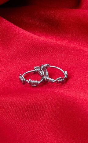 Sterling Silver Barbed Wire Hoop Earrings