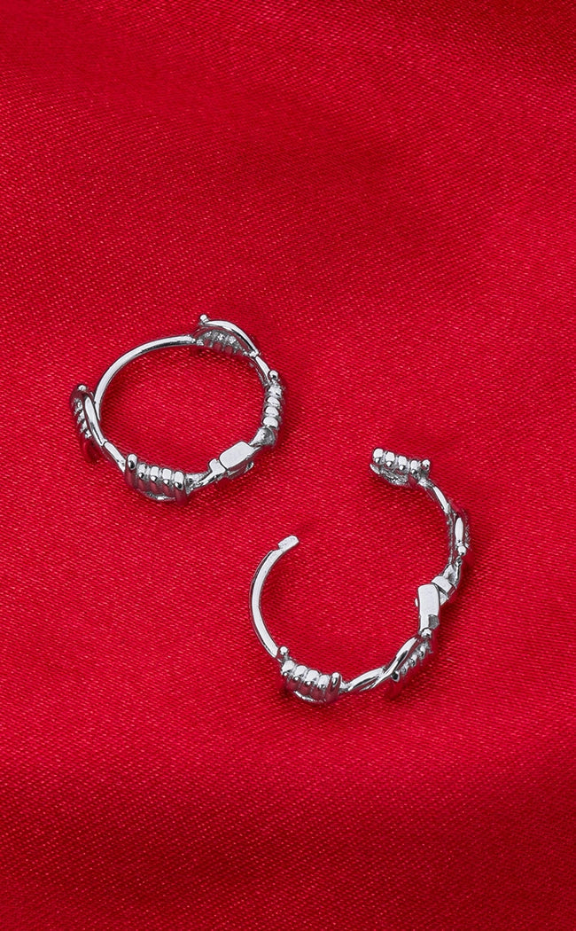 Sterling Silver Barbed Wire Hoop Earrings