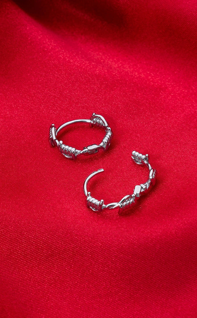 Sterling Silver Barbed Wire Hoop Earrings