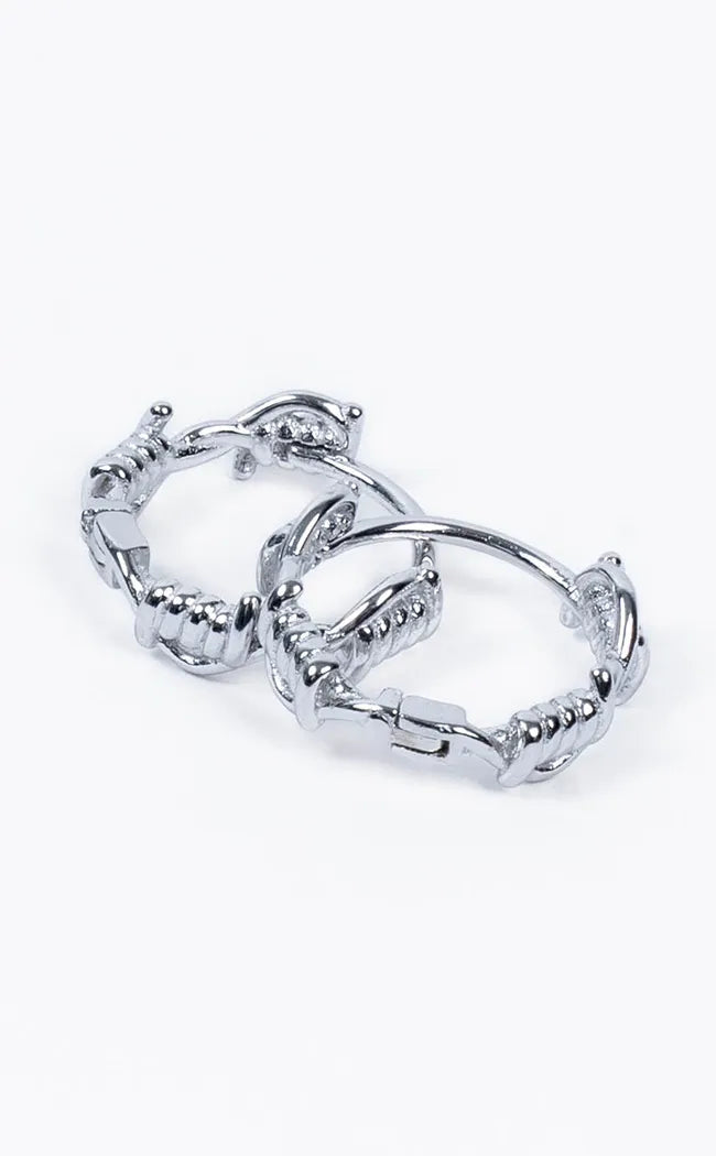 Sterling Silver Barbed Wire Hoop Earrings