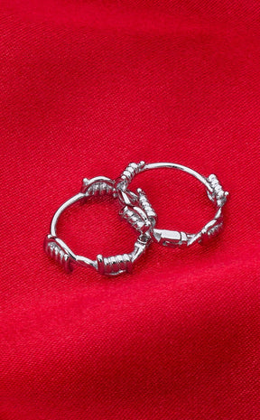 Sterling Silver Barbed Wire Hoop Earrings