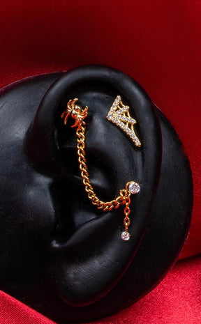 Sterling Silver Cartilage Barbell | Spinneret [Gold]-Impaler Body Jewellery-Tragic Beautiful