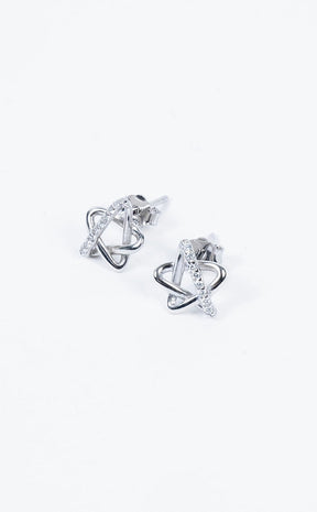 Sterling Silver CZ Pentagram Earrings