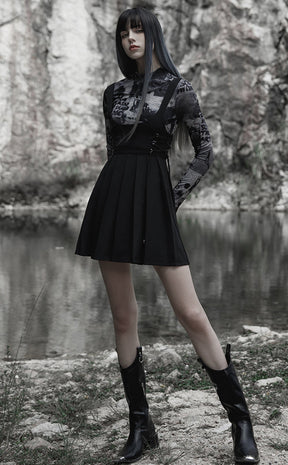 Stone Silence Pleated Dress | Black-Punk Rave-Tragic Beautiful