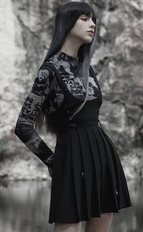 Stone Silence Pleated Dress | Black-Punk Rave-Tragic Beautiful