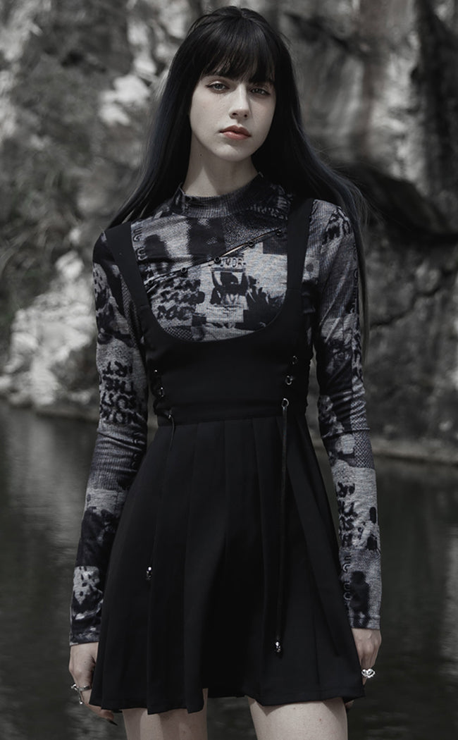 Stone Silence Pleated Dress | Black-Punk Rave-Tragic Beautiful