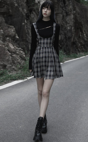 Stone Silence Pleated Dress | Black & Yellow Tartan-Punk Rave-Tragic Beautiful