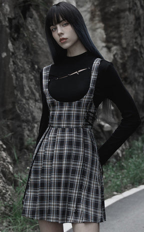 Stone Silence Pleated Dress | Black & Yellow Tartan-Punk Rave-Tragic Beautiful