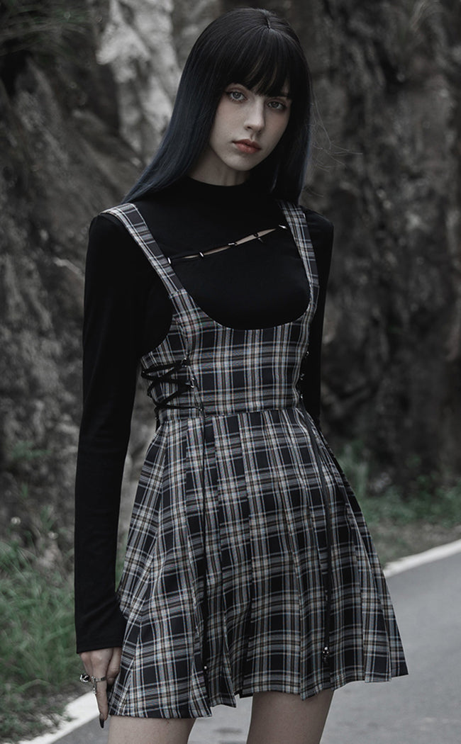 Stone Silence Pleated Dress | Black & Yellow Tartan-Punk Rave-Tragic Beautiful