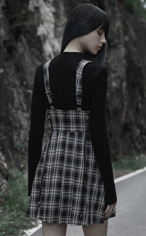 Stone Silence Pleated Dress | Black & Yellow Tartan-Punk Rave-Tragic Beautiful