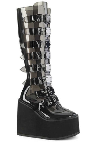 SWING-815C Smoke Tint Knee High Boots-Demonia-Tragic Beautiful