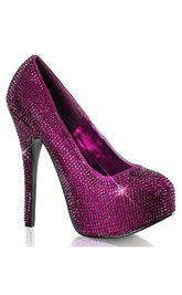 TEEZE-06R Purple Satin RS Heels-Bordello-Tragic Beautiful