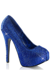 TEEZE-06R Royal Blue Satin Rhinestone Heels-Bordello-Tragic Beautiful