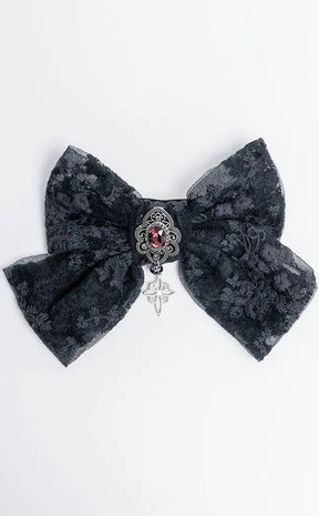 The Countess Black Lace Bow Hairclip-Cold Black Heart-Tragic Beautiful