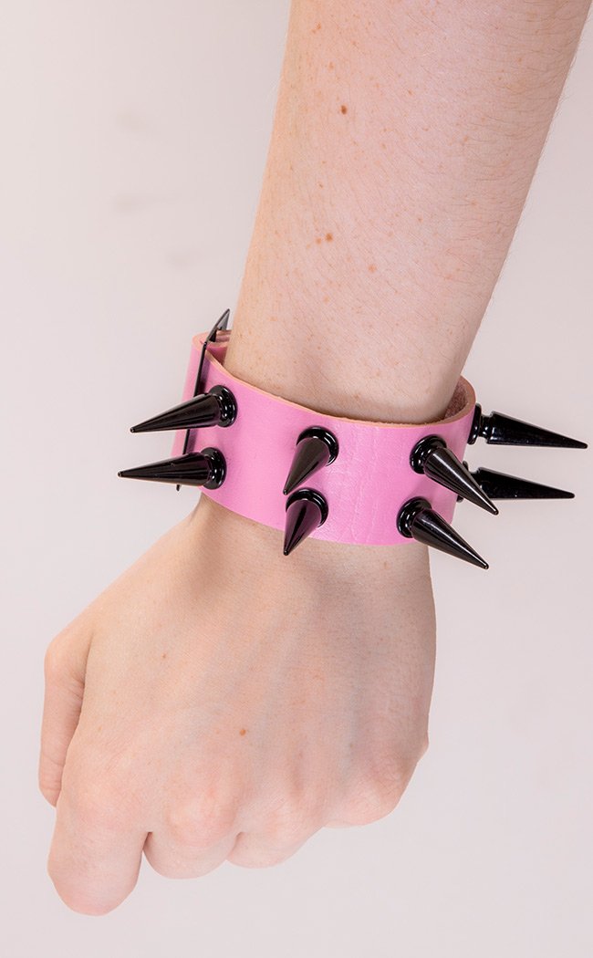 Thrash Fire Spiked Wrist Cuff Pink-Cold Black Heart-Tragic Beautiful