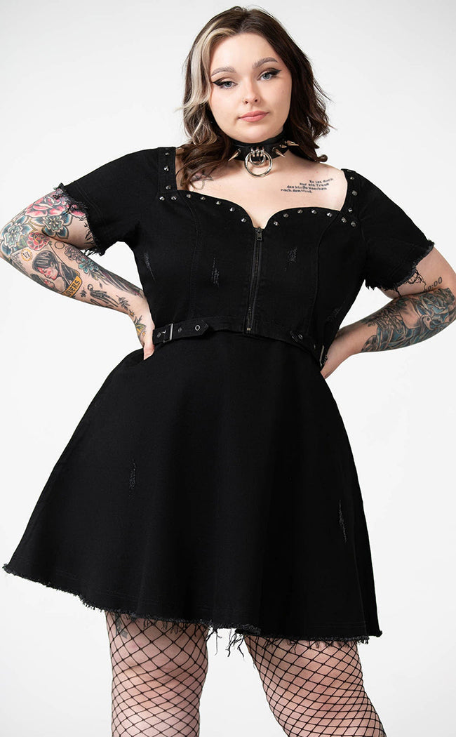 Time Out Zip Denim Dress-Killstar-Tragic Beautiful