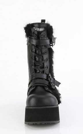 TRASHVILLE-215 Vegan Leather & Faux Fur Platform Boots