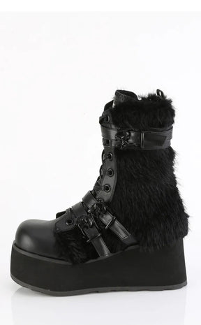 TRASHVILLE-215 Vegan Leather & Faux Fur Platform Boots