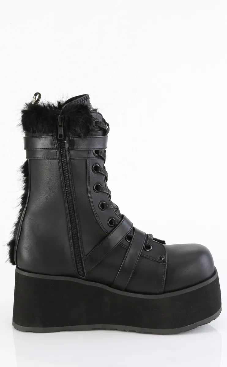 TRASHVILLE-215 Vegan Leather & Faux Fur Platform Boots