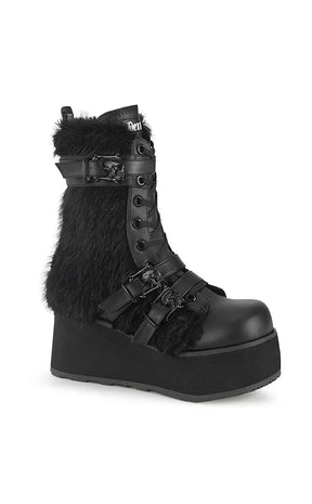 TRASHVILLE-215 Vegan Leather & Faux Fur Platform Boots