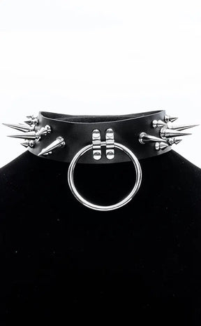 Treacherous Spiked O-Ring Choker-Cold Black Heart-Tragic Beautiful