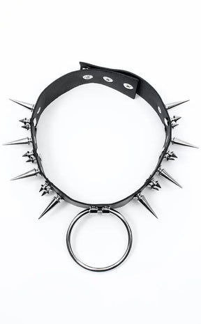 Treacherous Spiked O-Ring Choker-Cold Black Heart-Tragic Beautiful