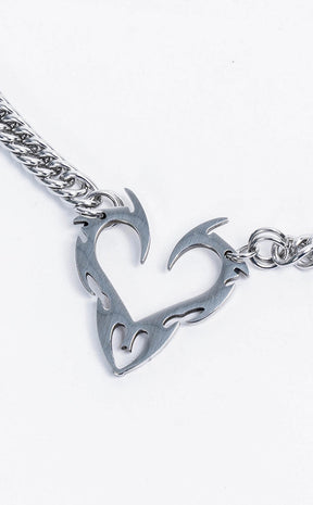 Tribal Heart Stainless Steel Necklace-Cold Black Heart-Tragic Beautiful