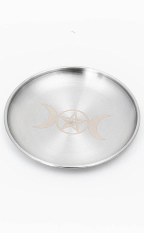 Triple Moon Aluminium Offering Plate-Witchcraft Supplies-Tragic Beautiful