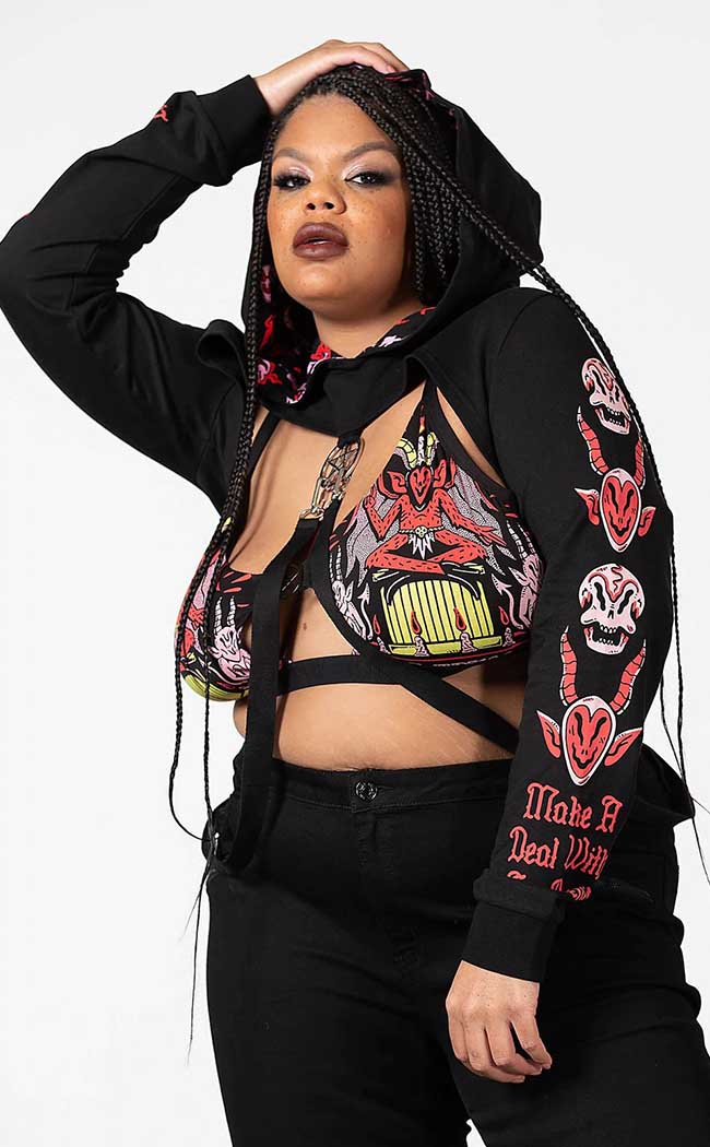 Troublemaker Cropped Hoodie-Killstar-Tragic Beautiful