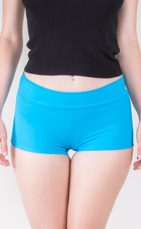 Turquoise Lycra Booty Shorts-Music Legs-Tragic Beautiful