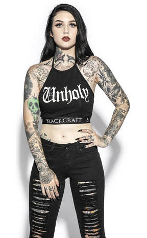 Unholy Halter Crop-BlackCraft-Tragic Beautiful