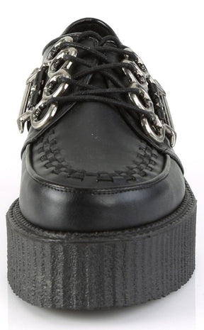 V-CREEPER-516 Black Vegan Leather Creepers-Demonia-Tragic Beautiful