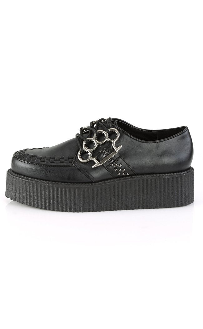 V-CREEPER-516 Black Vegan Leather Creepers-Demonia-Tragic Beautiful