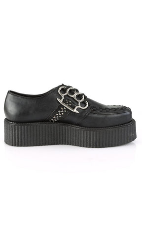 V-CREEPER-516 Black Vegan Leather Creepers-Demonia-Tragic Beautiful