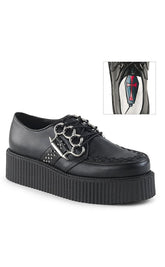 V-CREEPER-516 Black Vegan Leather Creepers-Demonia-Tragic Beautiful