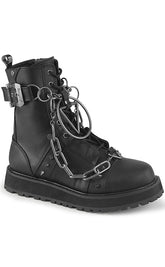 VALOR-204 Black Vegan Leather Boots