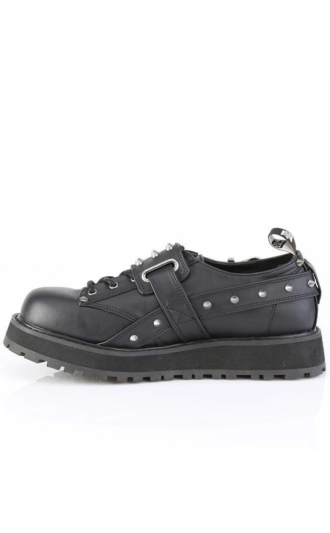 VALOR-38 Black Vegan Leather Oxford Shoe-Demonia-Tragic Beautiful