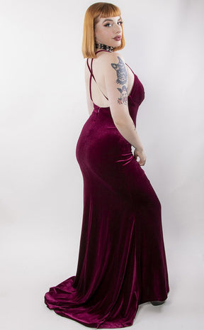 Velour Goth Formal Dress | Wine-Black Friday-Tragic Beautiful