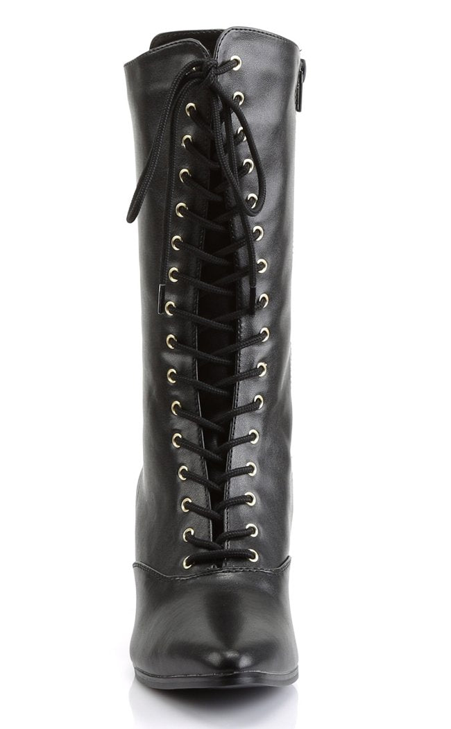 VICTORIAN-120 Blk Pu Boots-Funtasma-Tragic Beautiful