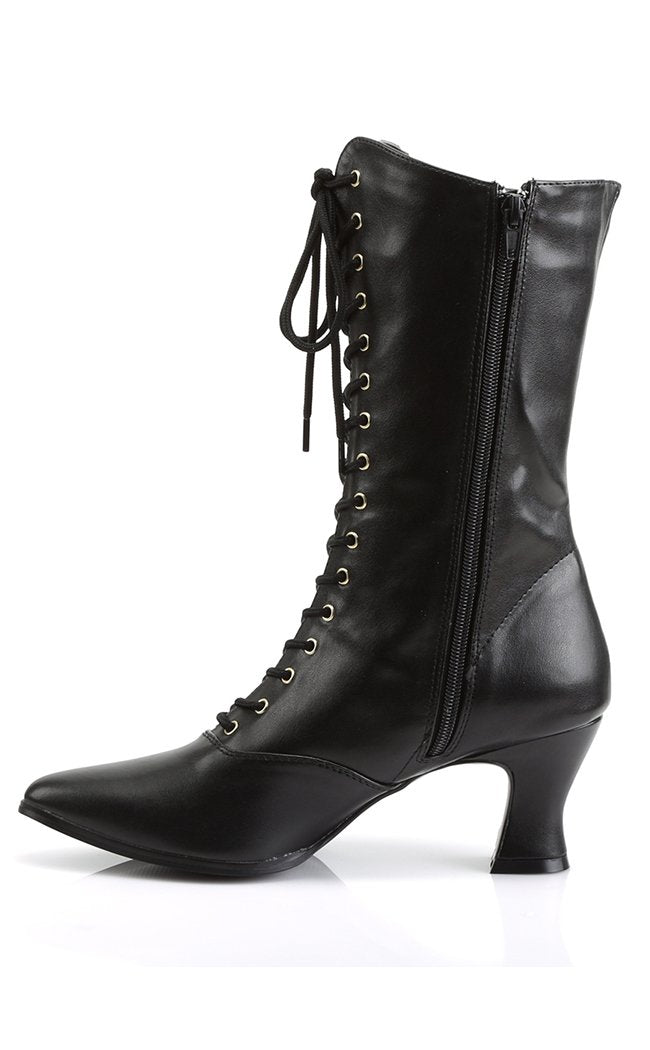 VICTORIAN-120 Blk Pu Boots-Funtasma-Tragic Beautiful