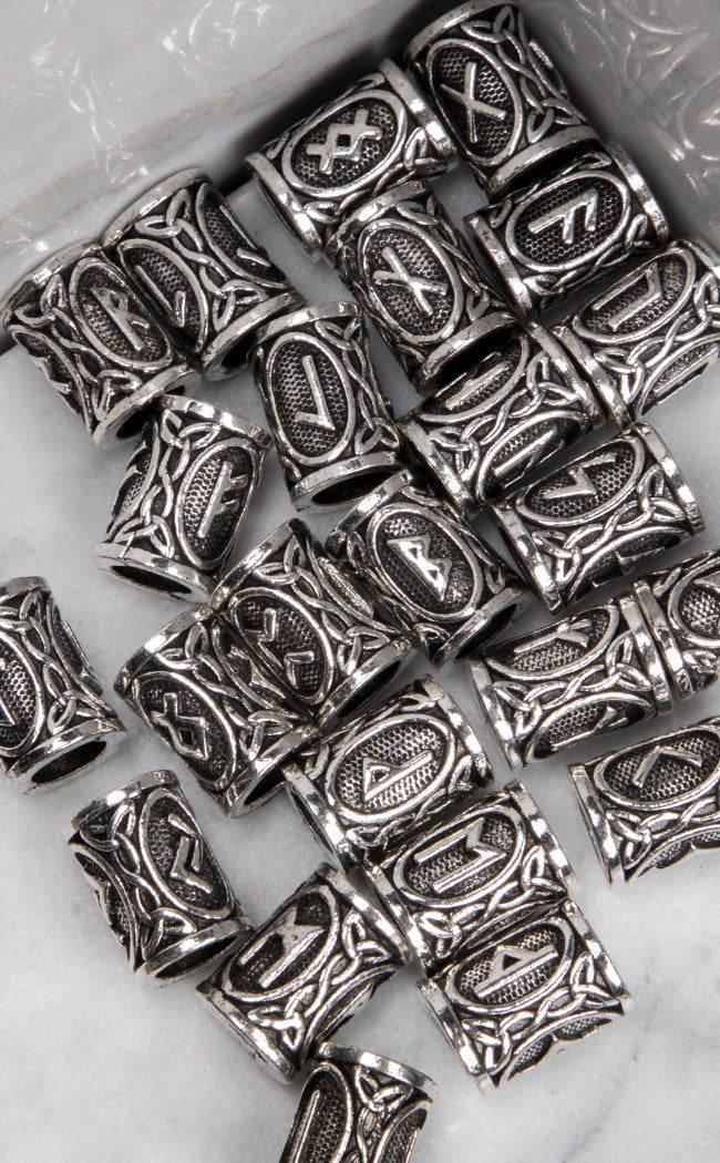 Viking Rune Hair Beads-Cold Black Heart-Tragic Beautiful