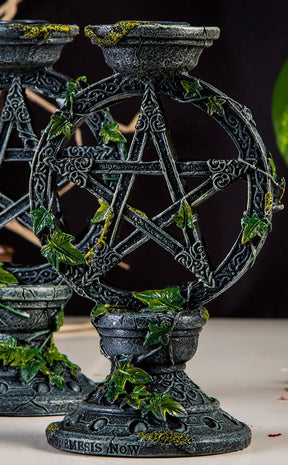 Wiccan Pentagram Candlesticks | Large-Nemesis Now-Tragic Beautiful