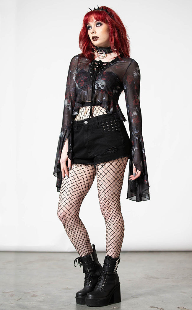 Wicked Rose Mesh Blouse-Killstar-Tragic Beautiful