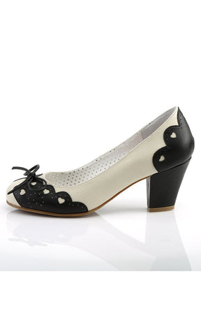 WIGGLE-17 Blk-Cream Faux Leather Heels-Pin Up Couture-Tragic Beautiful