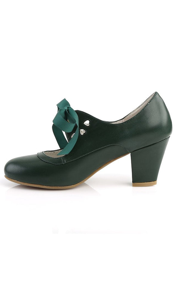 WIGGLE-32 Dark Green Faux Leather Heels