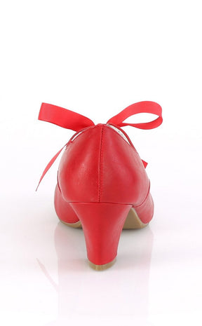 WIGGLE-32 Red Faux Leather Heels-Pin Up Couture-Tragic Beautiful