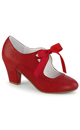 WIGGLE-32 Red Faux Leather Heels-Pin Up Couture-Tragic Beautiful