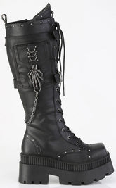 WRATH-205 Black Vegan Leather Platform Knee-High Boots