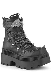 WRATH-55 Black Vegan Leather Platform Boots